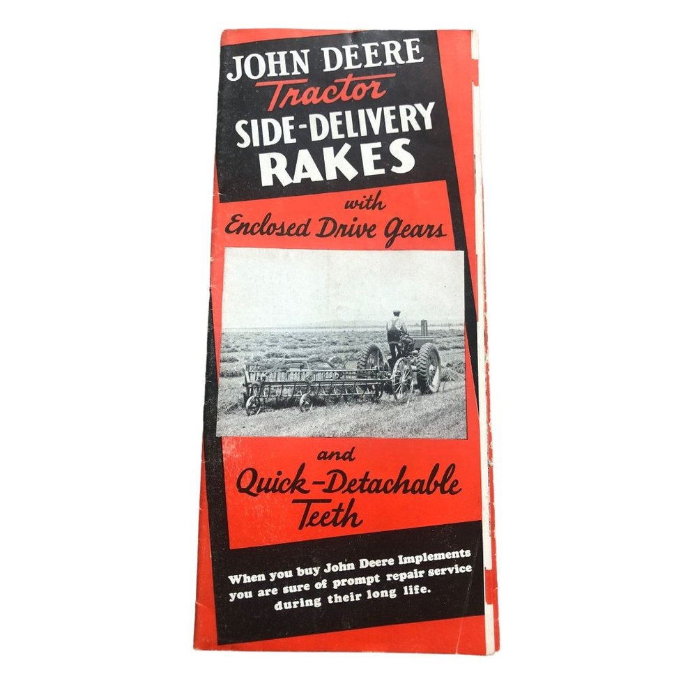 Vintage John Deere Tractor Side-Delivery Rake Brochure, 1940